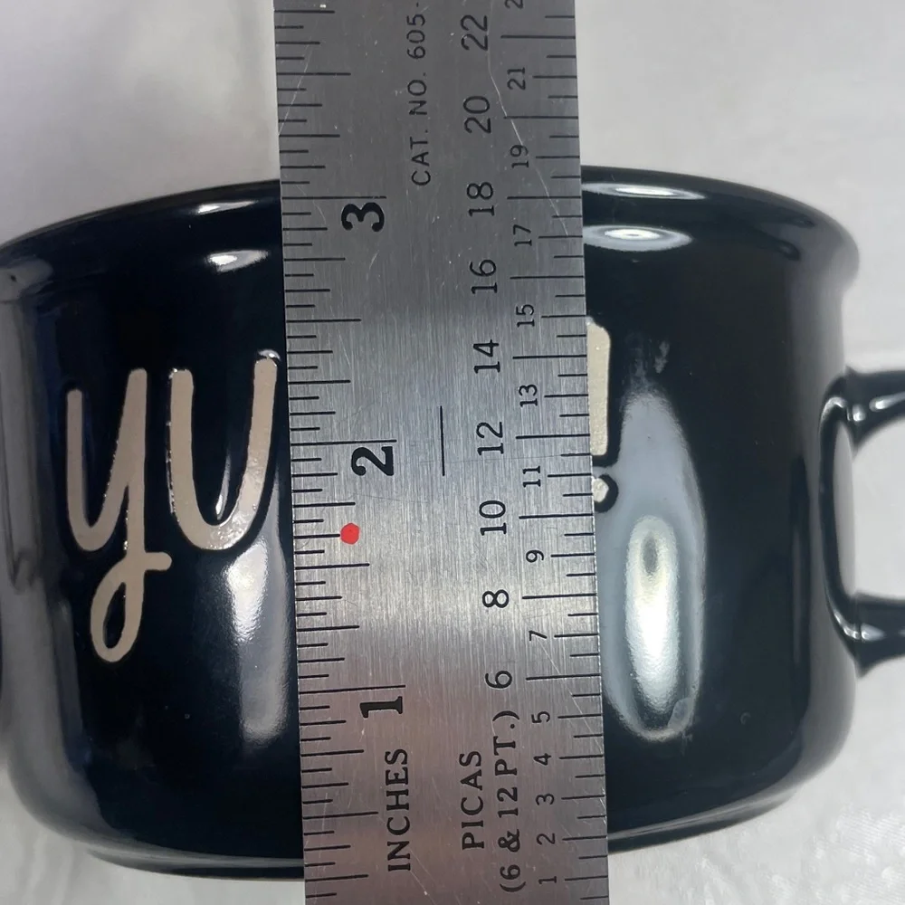 YUM! Black Ceramic Soup Bowl with Handles 7 1/2” L X 3” H NWOT - Picture 4 of 6